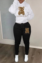 Load image into Gallery viewer, Hooded bear pattern sweater trousers casual sports two-piece set(AY2600)
