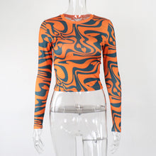 Load image into Gallery viewer, Fashion Print Slim Fit Long Sleeve Short T-Shirt（AY1663）
