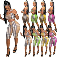 Load image into Gallery viewer, Fashion Plaid Print Two Piece Set（AY1876）
