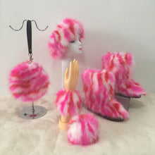 Load image into Gallery viewer, Colorful plush boots round pack four-piece suit（HPSD164）
