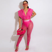 Load image into Gallery viewer, Zipper hooded mesh with underwear set AY1989
