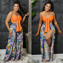 Load image into Gallery viewer, Fashion tube top backless slit trousers two-piece set（AY2233）
