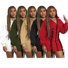 Load image into Gallery viewer, Personality strappy hooded zipper dress（AY1417）
