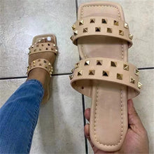 Load image into Gallery viewer, Rivet Square Toe Flat Slippers（HPSD202）
