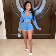 Load image into Gallery viewer, Fashion denim shorts two piece set AY1911
