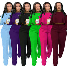 Load image into Gallery viewer, Fashion solid color pleated wide leg two-piece （AY1305）
