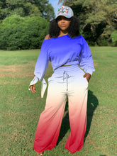Load image into Gallery viewer, Gradient long-sleeved wide-leg pants suit
