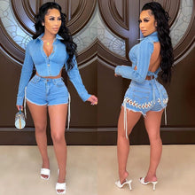 Load image into Gallery viewer, Fashion denim shorts two piece set AY1911
