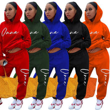 Load image into Gallery viewer, Plus velvet printing drawstring hooded two-piece suit（AY1540）
