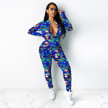 Load image into Gallery viewer, Christmas print long-sleeved jumpsuit（AY1567）
