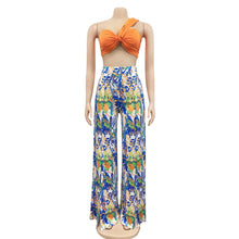 Load image into Gallery viewer, Fashion tube top backless slit trousers two-piece set（AY2233）

