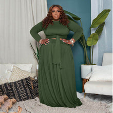 Load image into Gallery viewer, Plus size solid color casual skirt suit(AY1275)
