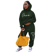 Load image into Gallery viewer, Plus velvet printing drawstring hooded two-piece suit（AY1540）
