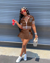 Load image into Gallery viewer, Fashion Letter Print Baseball Uniform Sports Skirt Set（AY1802）
