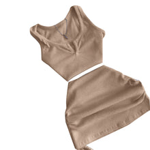 Load image into Gallery viewer, Sexy V-neck drawstring solid color dress set AY2763
