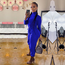 Load image into Gallery viewer, Solid color high collar casual two-piece suit（AY1422）
