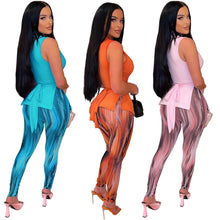 Load image into Gallery viewer, Sexy Cutout Top Print Trousers Two Piece Set（AY1797）
