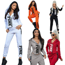 Load image into Gallery viewer, Letter printing leisure sports two-piece suit（AY1582）
