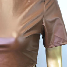 Load image into Gallery viewer, Fashion skinny stretch PU leather pants two-piece set（AY1764）
