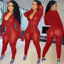 Load image into Gallery viewer, Solid color mesh long sleeve jumpsuit（AY1587）
