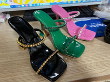 Load image into Gallery viewer, Fashion one word rhinestone square toe stiletto sandals（HPSD186）

