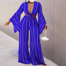 Load image into Gallery viewer, Long Sleeve Short Top Wide Leg Pants Set AY1704

