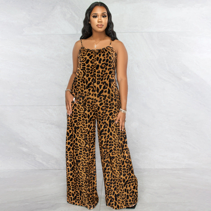 Leopard Print Suspender Jumpsuit（AY2315）