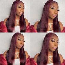 Load image into Gallery viewer, Human hair 99j Straight waveT-part Lace Frontal Wigs(AH5039）
