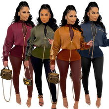 Load image into Gallery viewer, Drawstring tunic flight suit double zipper jacket（AY1449）
