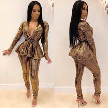 Load image into Gallery viewer, Bronzing cloth long sleeve suit (with belt) AY1651
