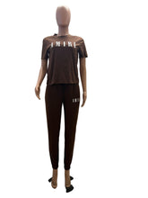Load image into Gallery viewer, Casual solid color printed letter two-piece suit （AY2417）
