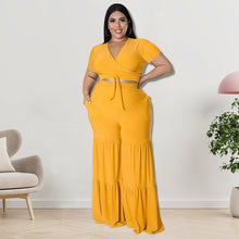 Load image into Gallery viewer, Plus wide leg pants two piece set（AY2110）
