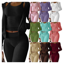 Load image into Gallery viewer, Solid color vest hooded three-piece set（AY2394）
