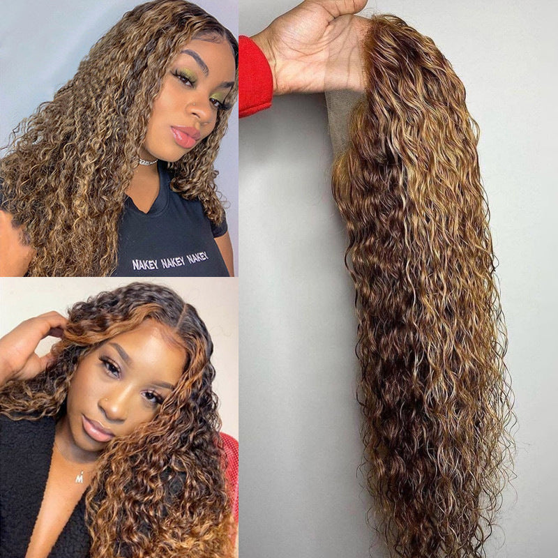 Human hair piano color 4/27curly 13*4lace wig(AH5036)