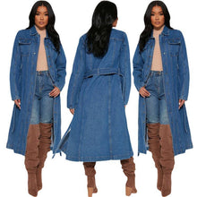 Load image into Gallery viewer, Outerwear Fall/Winter 2022 Denim Capes (with belt) AY2570
