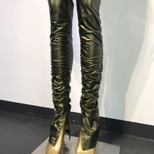 Load image into Gallery viewer, Fashion skinny stretch PU leather pants two-piece set（AY1764）
