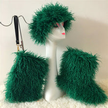 Load image into Gallery viewer, Solid color snow boot bag hairband three-piece set（ HPSD240）
