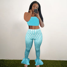 Load image into Gallery viewer, Striped tube top ruffled pants suit AY1110
