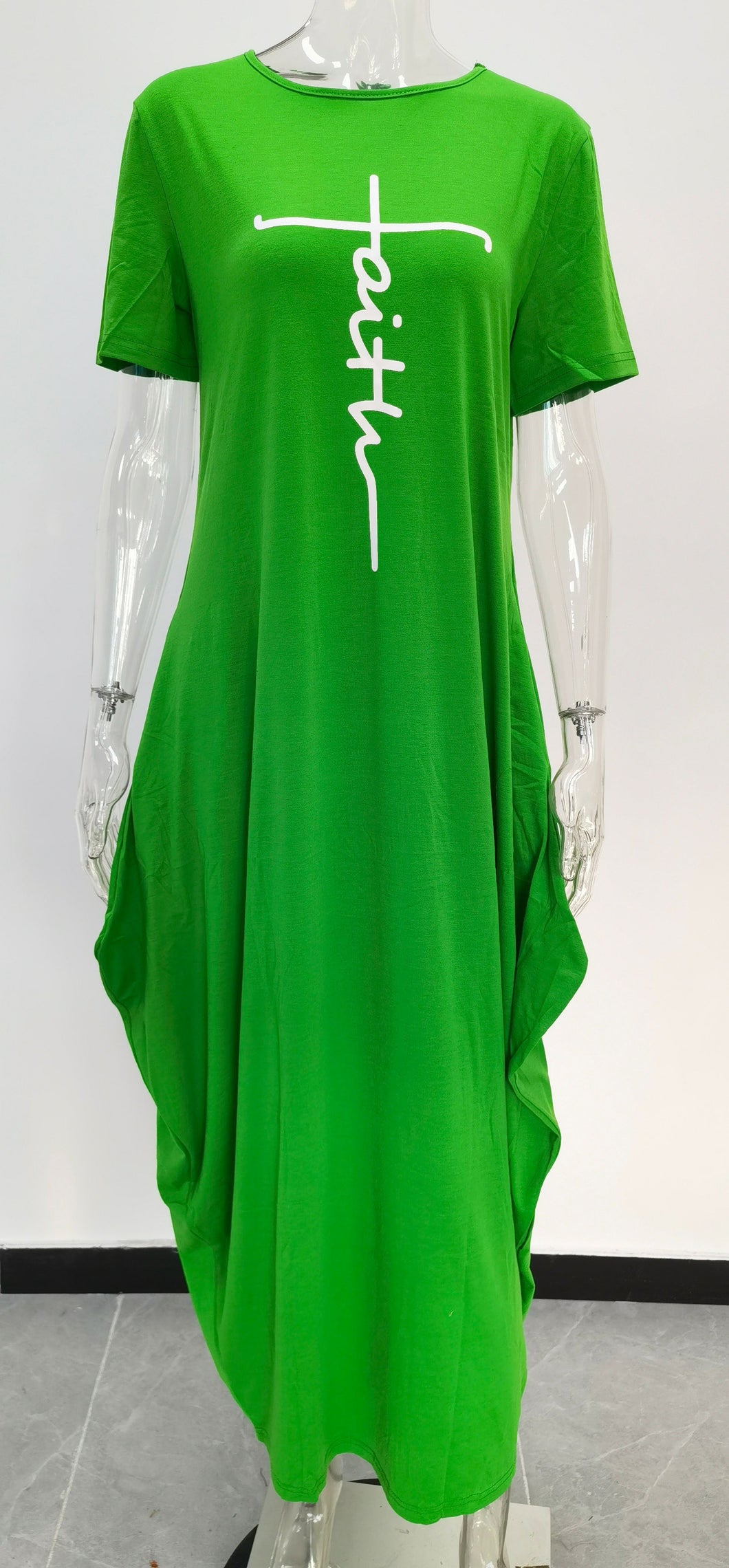 Solid color short-sleeved irregular dress（AY1376）