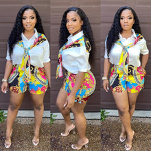Load image into Gallery viewer, Fashion stitching printed shirt suit AY1105
